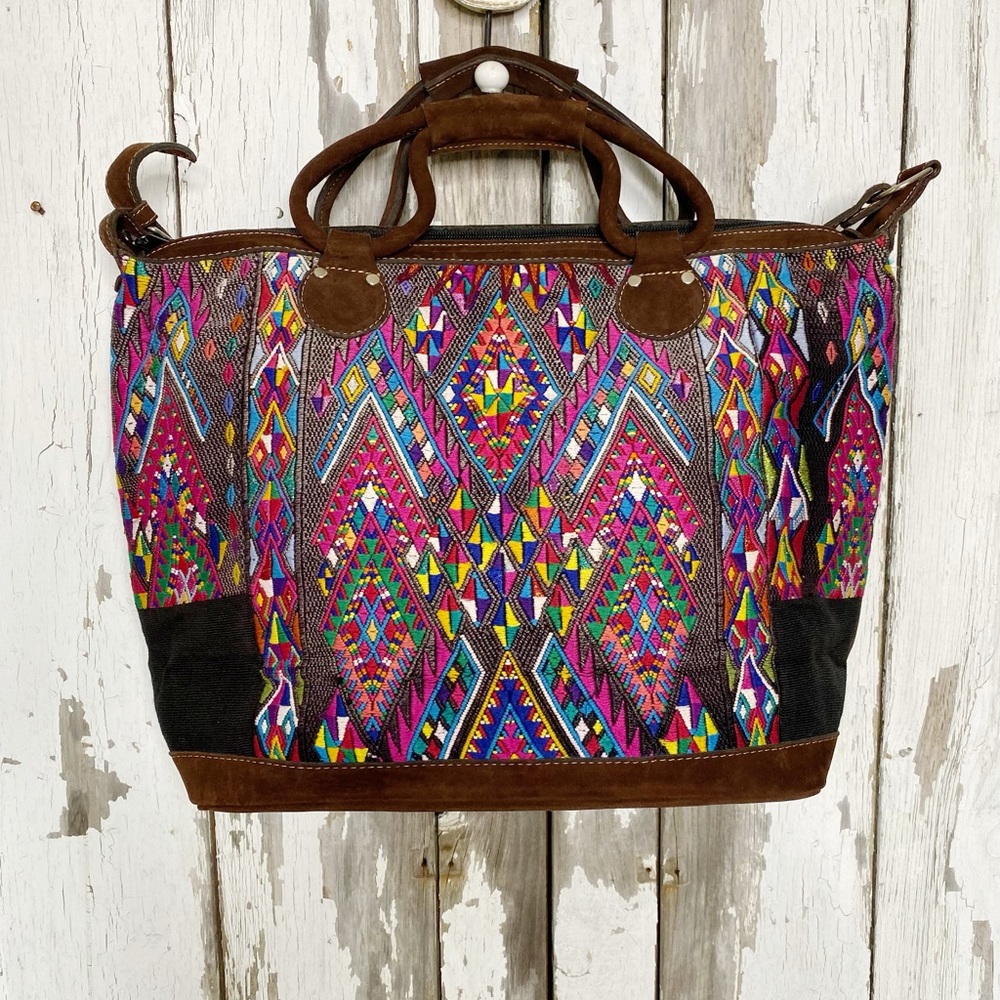 Huipil overnight bag vintage textile one of a kind